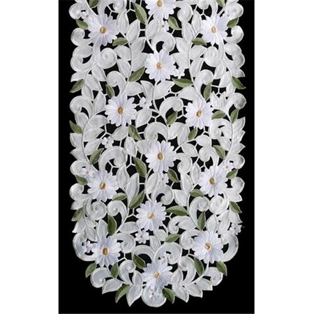 Sinobrite Sinobrite H7667-EG White Daisy Oval Runner; 16 x 36 in. H7667/EG(16x36)